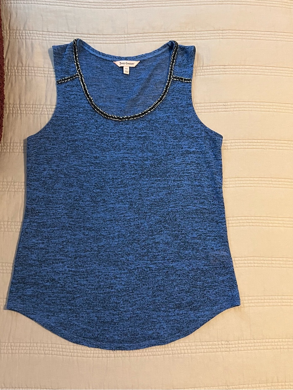 Juicy Couture Blue Beaded Scoop Neck Tank Lounge Casual Sparkle